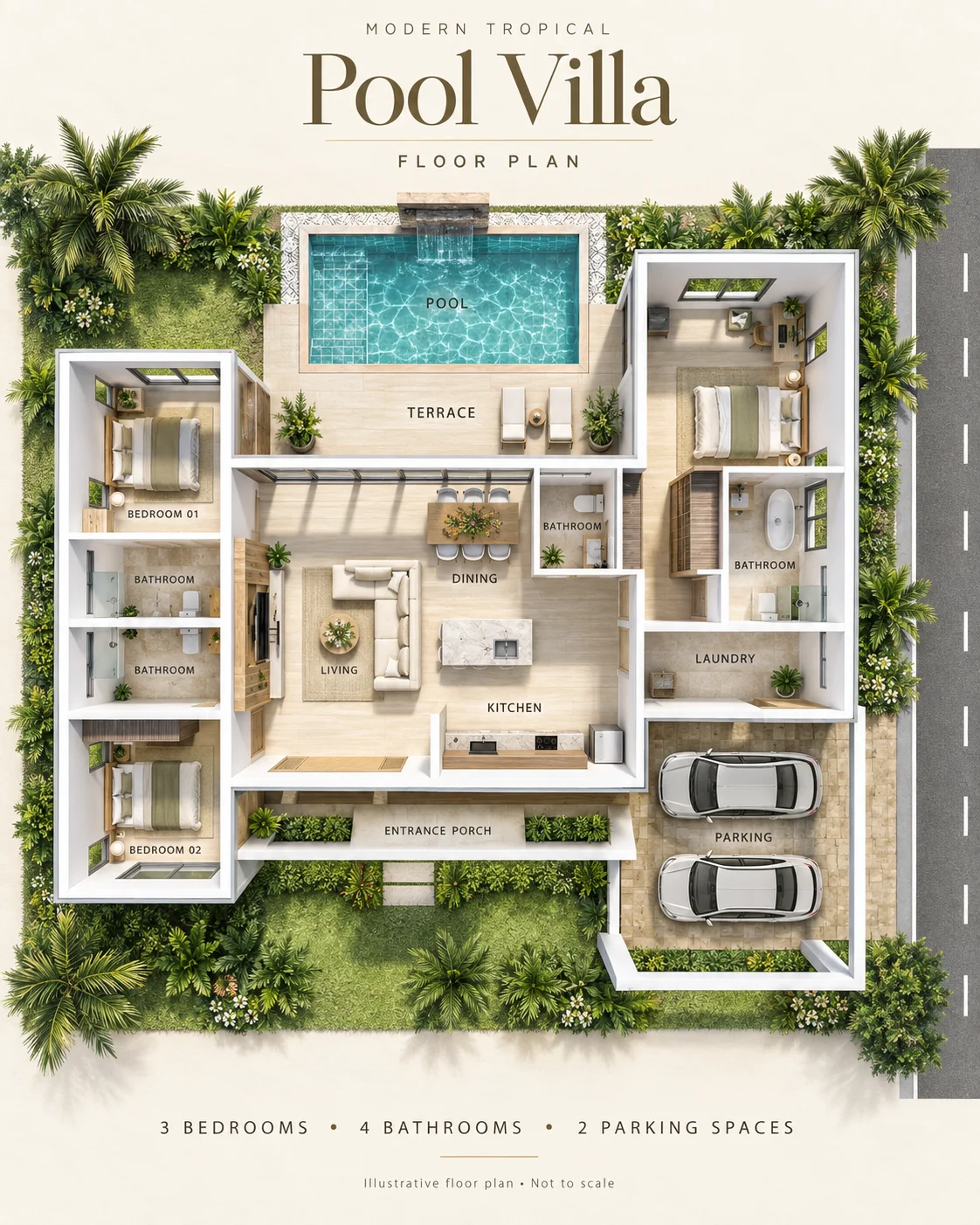 Illustrative villa floor plan